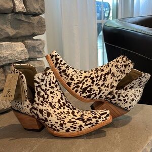 Ariat Cow Print Ankle Boots